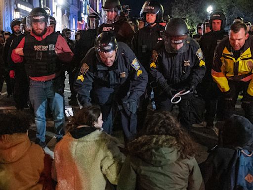 108 arrested at Emerson College protest, 4 Boston police officers hurt