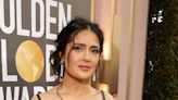 Salma Hayek's Ultra-Glittery, Figure-Hugging Golden Globes Gown Is Bringing Us To Our Knees
