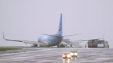 Plane skids off runway at Leeds Bradford Airport as Storm Babet lashes UK