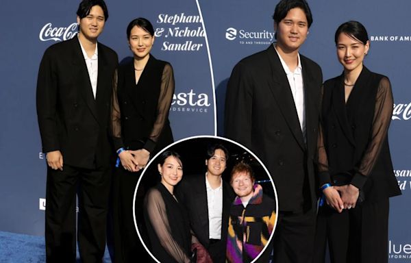 Shohei Ohtani and wife Mamiko mingle with Ed Sheeran at Dodgers gala