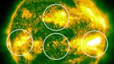 Four Regions Of The Sun Seen Exploding Simultaneously