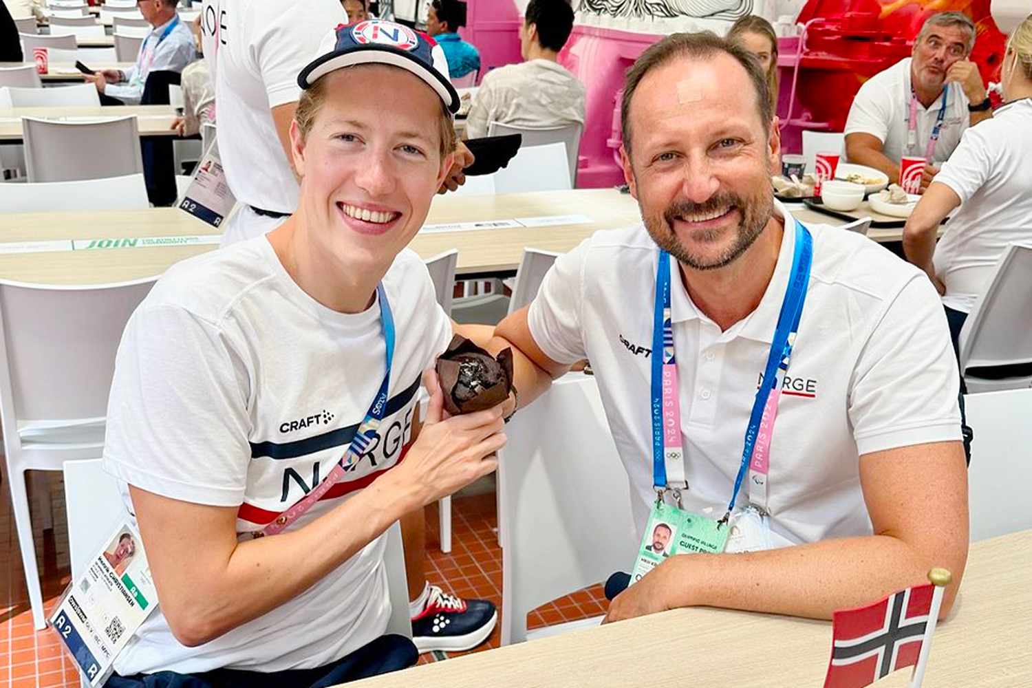 Crown Prince Haakon Meets the Norwegian Athlete Who Has Gone Viral as the 'Olympic Muffin Man'