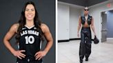 Kelsey Plum Makes an Edgy Arrival in Leather Alexander Wang Micro Vest for Las Vegas Aces Ring Ceremony