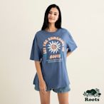 Roots 女裝- POSITIVE VIBES寬版短袖T恤-藍紫色