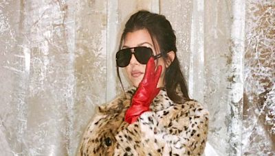 Kourtney Kardashian models leopard print fur coat for Lemme shoot