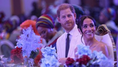 Meghan Markle Has Glam Moment in Strapless Dress at Reception with Prince Harry in Nigeria