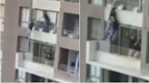 Impactantes imágenes: detective de la PDI y delincuente casi caen desde un noveno piso durante un operativo en Santiago