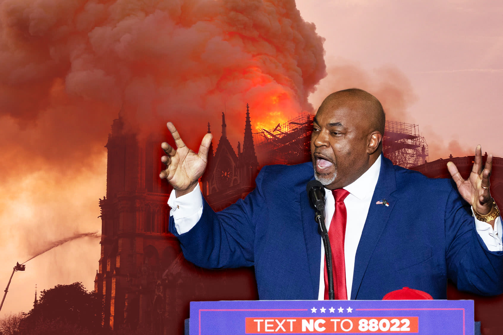 Mark Robinson said Obama was "cousins" with ISIS, falsely blamed Muslims for burning down Notre Dame