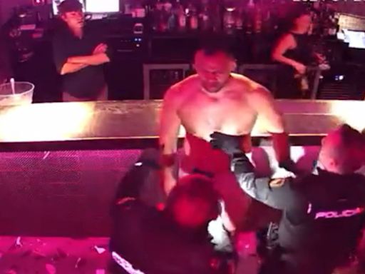 Watch moment shirtless England star Billy Vunipola is tasered in Majorca bar