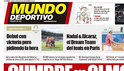 Portada de Mundo Deportivo del jueves 25 de julio de 2024