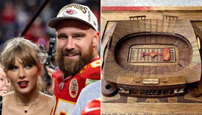 Maker of Jason Kelce’s Retirement Gift Creates Wooden Arrowhead Stadium in Honor of Taylor Swift and Travis Kelce