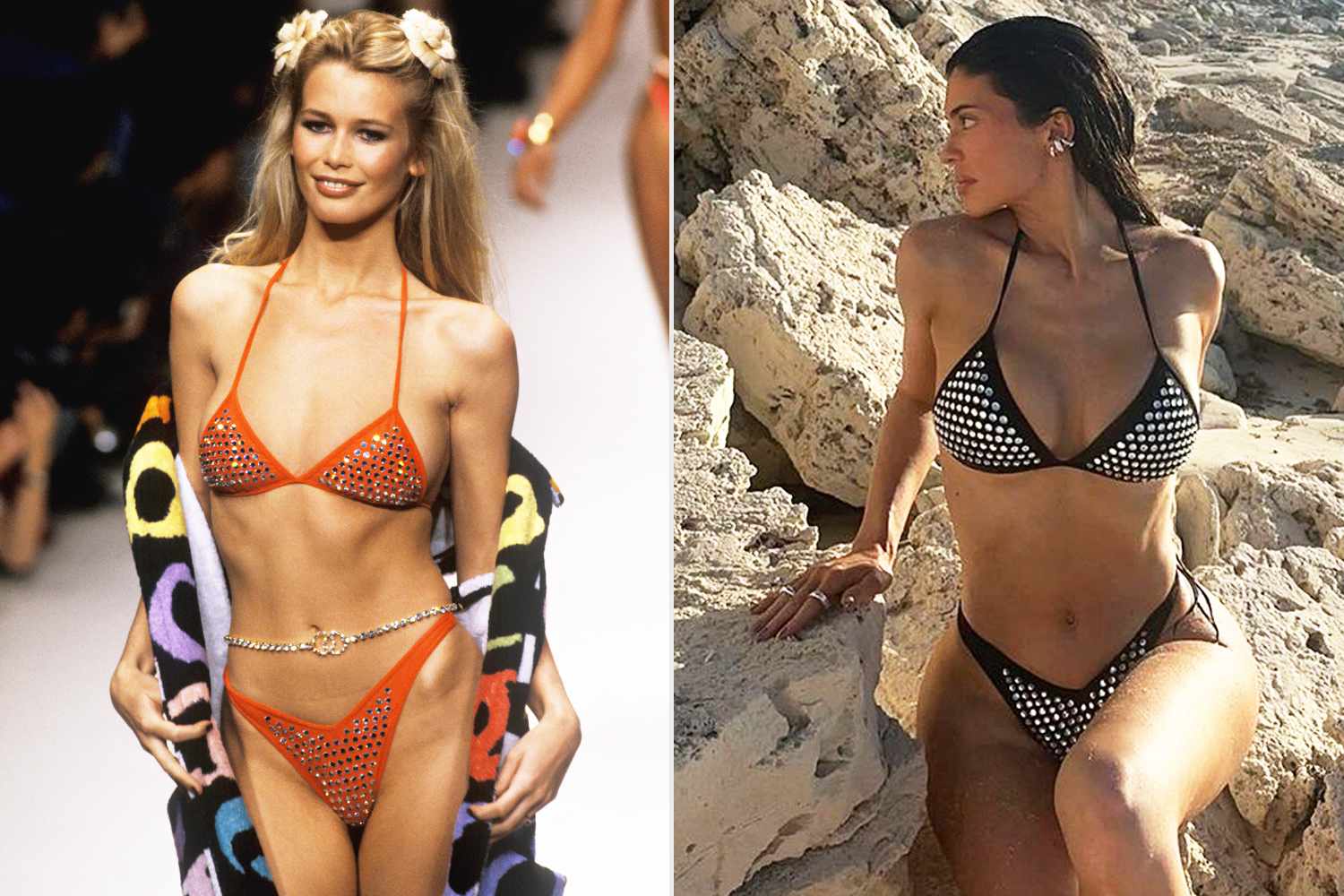 Claudia Schiffer Shouts Out Kylie Jenner's Vintage Bikini — and Shares Glam Photo Wearing the Same One in the '90s