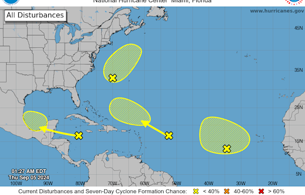 Storm tracker: National Hurricane Center tracking 5 disturbances in Atlantic