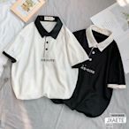 日系翻領polo衫男夏季寬鬆休閒短袖衣服韓版潮流百搭刺繡短袖【JXAETE】