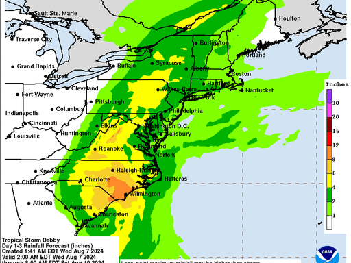 Debby storm tracker: Storm shifts west changing rainfall predictions in MA. What to know