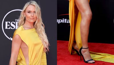 Lindsey Vonn Shows How to Coordinate Ankle Strap Sandals With a Side Slit Dress on the 2024 ESPY Awards Red Carpet