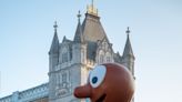 Nostalgic passers-by delighted by arrival of giant Morph in London