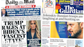 Newspaper headlines: 'Trump rages' and 'Russian troops are laughing'