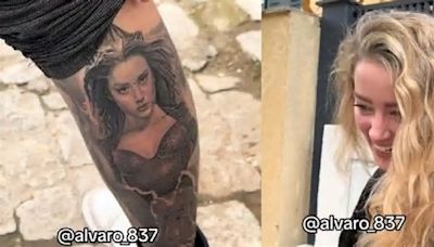 Así reacciona Amber Heard al conocer al joven de Almería que se tatuó el rostro de la actriz