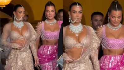 WATCH: Kim & Khloe Kardashian stun in their lehengas as they leave for Anant Ambani and Radhika Merchant's wedding reception
