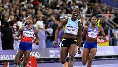 Julien Alfred upsets Sha’Carri Richardson for Olympic 100-meter gold