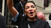 Alexandria Ocasio-Cortez Joins Striking Actors And Writers On Picket Lines In NYC