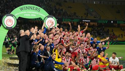 Celebrations in Greece as Olympiakos beats Fiorentina 1-0 for first European title