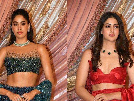 Janhvi Kapoor Stuns In Peacock Lehenga, Navya Nanda Looks Red Hot At Anant And Radhika's Sangeet; See Here - News18