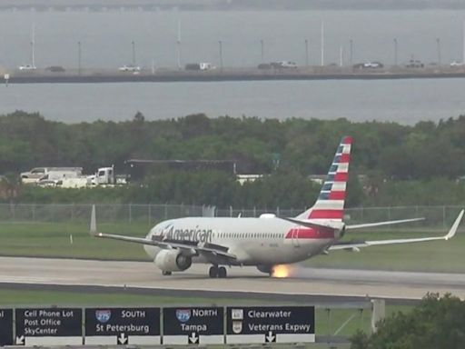 Moment plane wheel catches on fire and explodes during takeoff