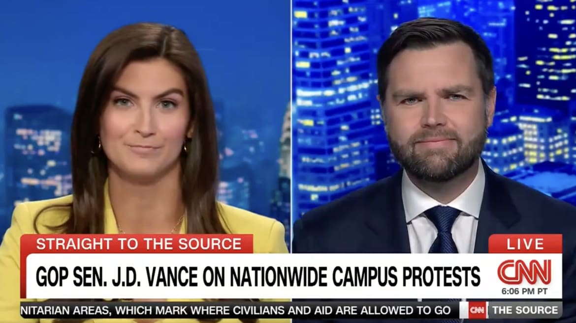 CNN Host Kaitlan Collins Calls Out J.D. Vance’s Gaza Protest Hypocrisy