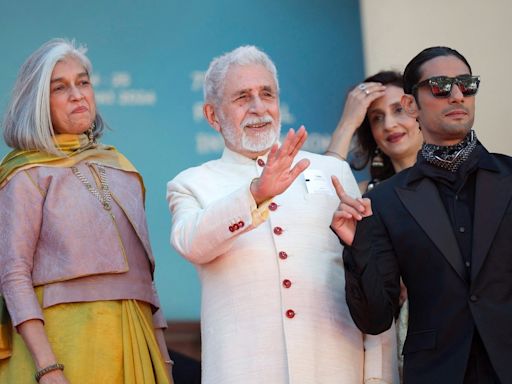 Naseeruddin Shah, Ratna Pathak Shah and Prateik Patil Babbar attend Manthan screening at Cannes Film Festival