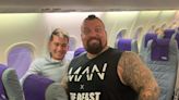 Eddie Hall may be able to pull a plane - but sitting in one isn't as easy!
