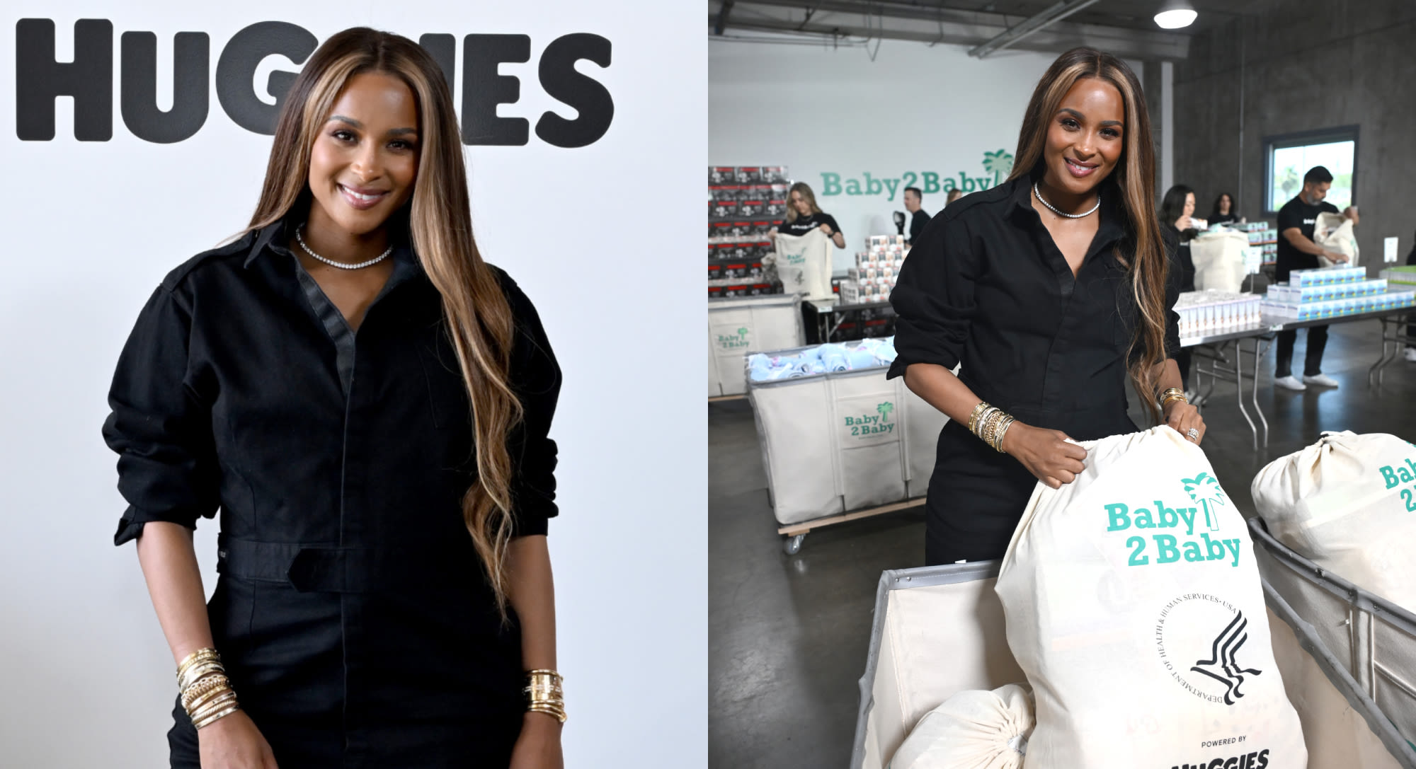 Ciara Goes Minimalist in Black Jumpsuit for Baby2Baby Maternal Health Press Conference