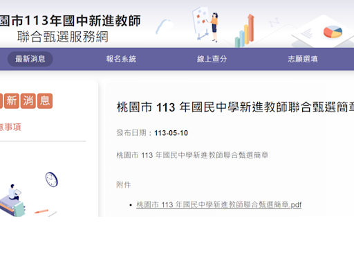 桃園市公告113年國中新進教師徵選簡章 5/17起上網報名