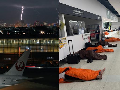 雷雨轟炸東京！羽田班機大亂逾80航班取消 影響萬人旅客席地睡