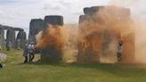 Stonehenge Sprayed With Orange Powder Paint One Day Before Solstice