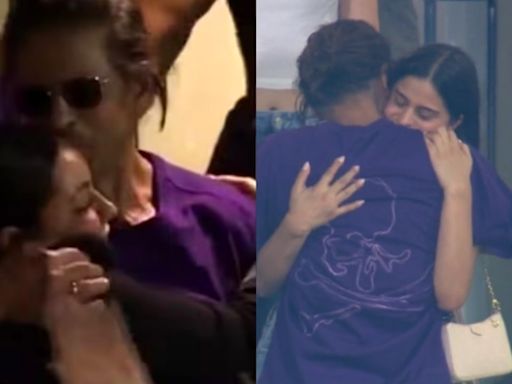 After KKR Wins, Shah Rukh Khan Kisses Gauri and Suhana Shares Emotional Hug With With Papa, WATCH