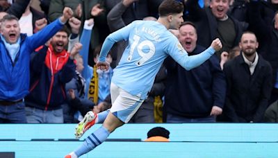 Julián Álvarez: cumplió 100 partidos en el City y festejó con un gol