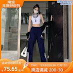 美式復古三條槓運動休閒褲女2023年寬鬆直筒高腰垂感闊腿工裝褲潮