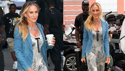 Sarah Jessica Parker Favors Coquette Styling in Butterfly Print Jumpsuit on ‘And Just Like That’ Season Three Set