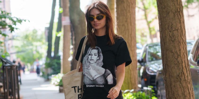 EmRata Steps Out in a Stormy Daniels Tee on the Day of Donald Trump’s Verdict