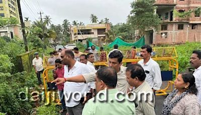 Udupi: MLA Yashpal Suvarna inspects damage to Chakratirtha Road culvert