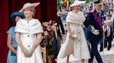 Queen Mathilde of Belgium Favors a Dramatic Silhouette for Belgian National Day Alongside Daughters Princess Elisabeth and Princess Eléonore