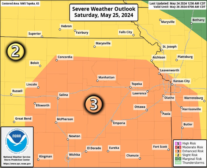 Northeast Kansas forecast to see potential Saturday for large hail, high winds, tornadoes