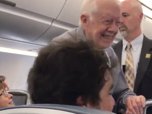 Jimmy Carter shook hands with everyone on his Atlanta to DC flight