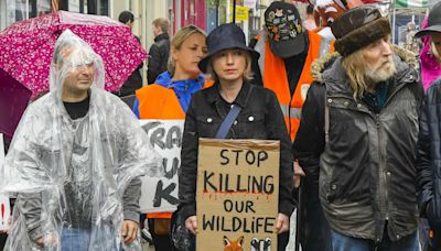 Anti-hunt protesters take to streets backed by TV presenter