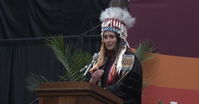 Lily Gladstone gives commencement speech and receives honorary doctorate at UM graduation