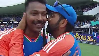 Rohit Sharma Kisses Hardik Pandya After Team Indias Historic T20 World Cup 2024 Victory, Video Goes Viral - Watch