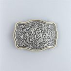 Men Belt Buckle Siler lower With Gold Edge Western Cowb-毛毛男裝