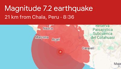 影/快訊/海嘯警報！秘魯南部海岸發生規模7.2強震 震源深度僅28公里
